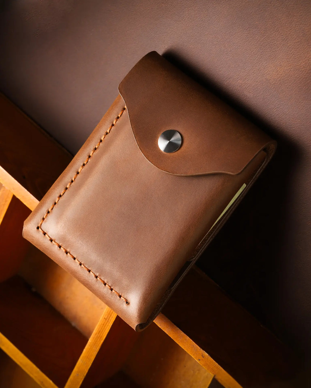 BygoneMark Legacy Fold Snap leather wallet for front pocket carry