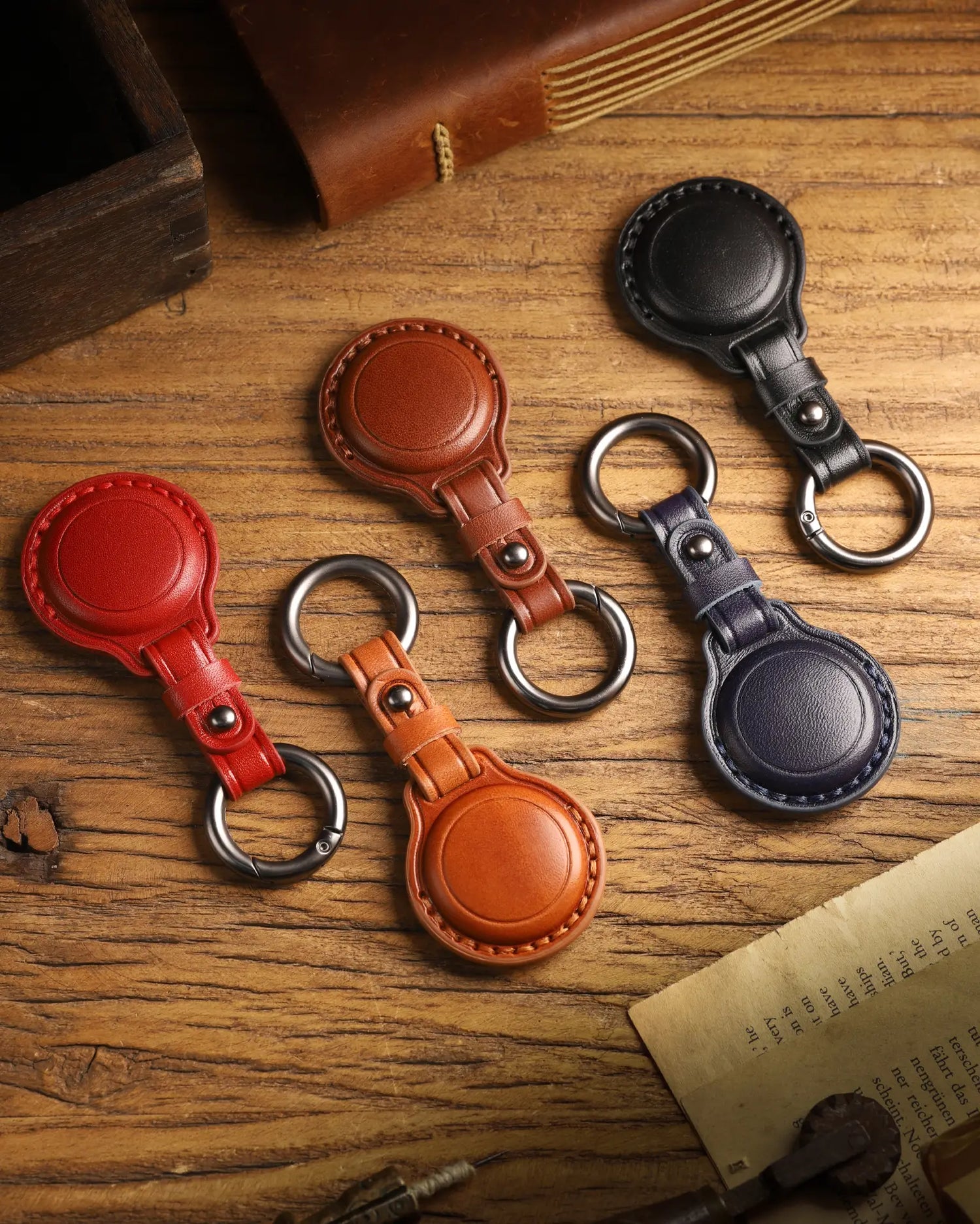 Orbit Leather AirTag Keychain