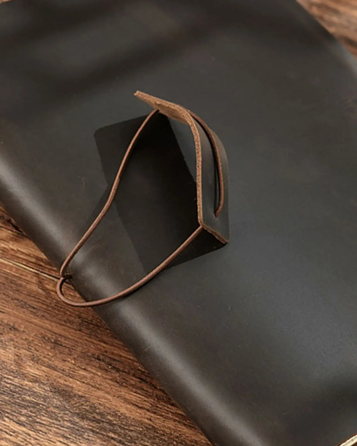 Leather card-pocket organizer insert displayed on a B5 journal cover