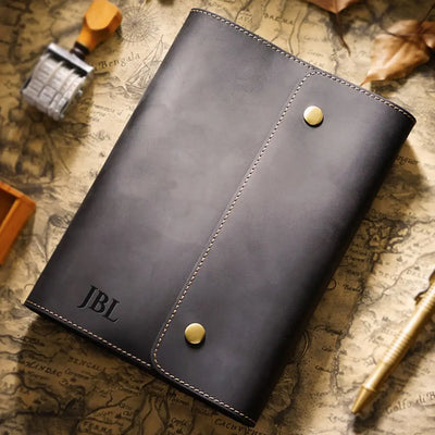 Personalized Vintage Leather Journal - Black