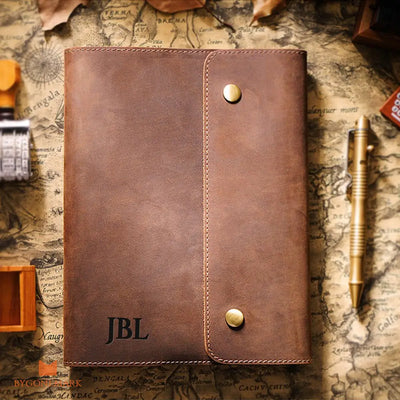 Personalized Vintage Leather Journal - Dark Brown