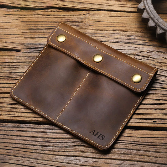 Personalized double watch pouch with custom engraved initials AHS