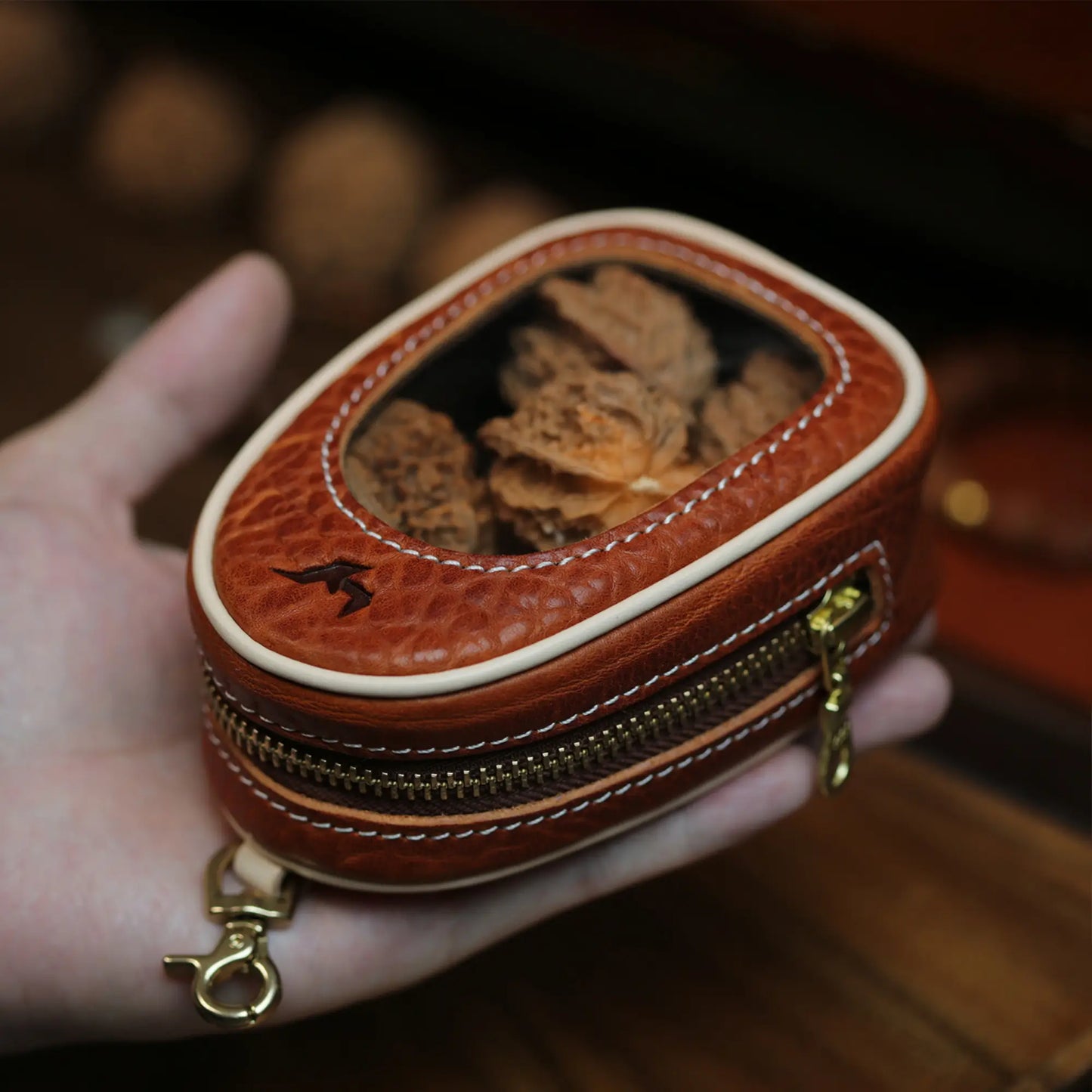Handmade Full Grain Leather Pouch with Window