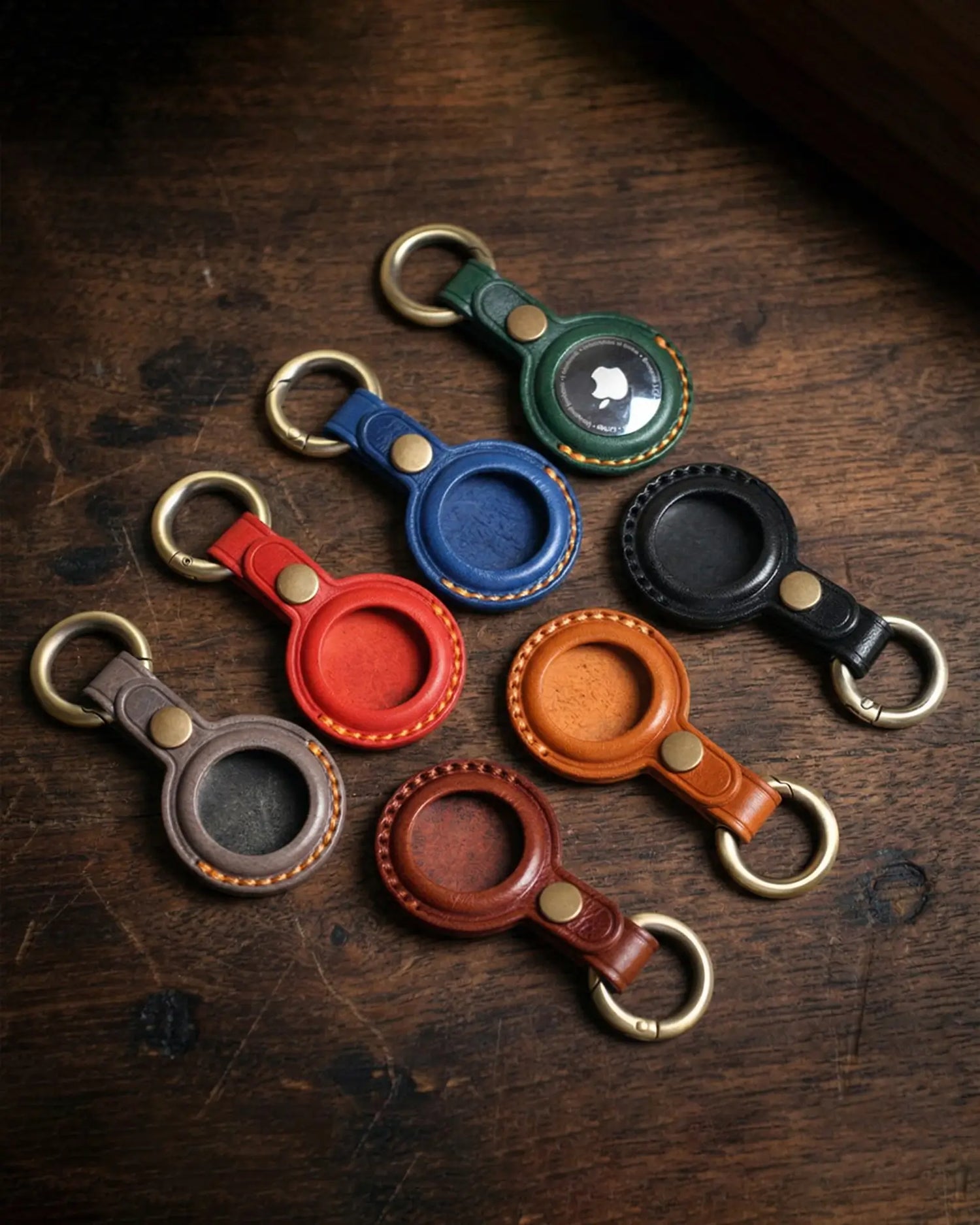 Handmade Leather AirTag Keychain Holder