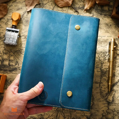 Personalized Vintage Leather Journal - Blue