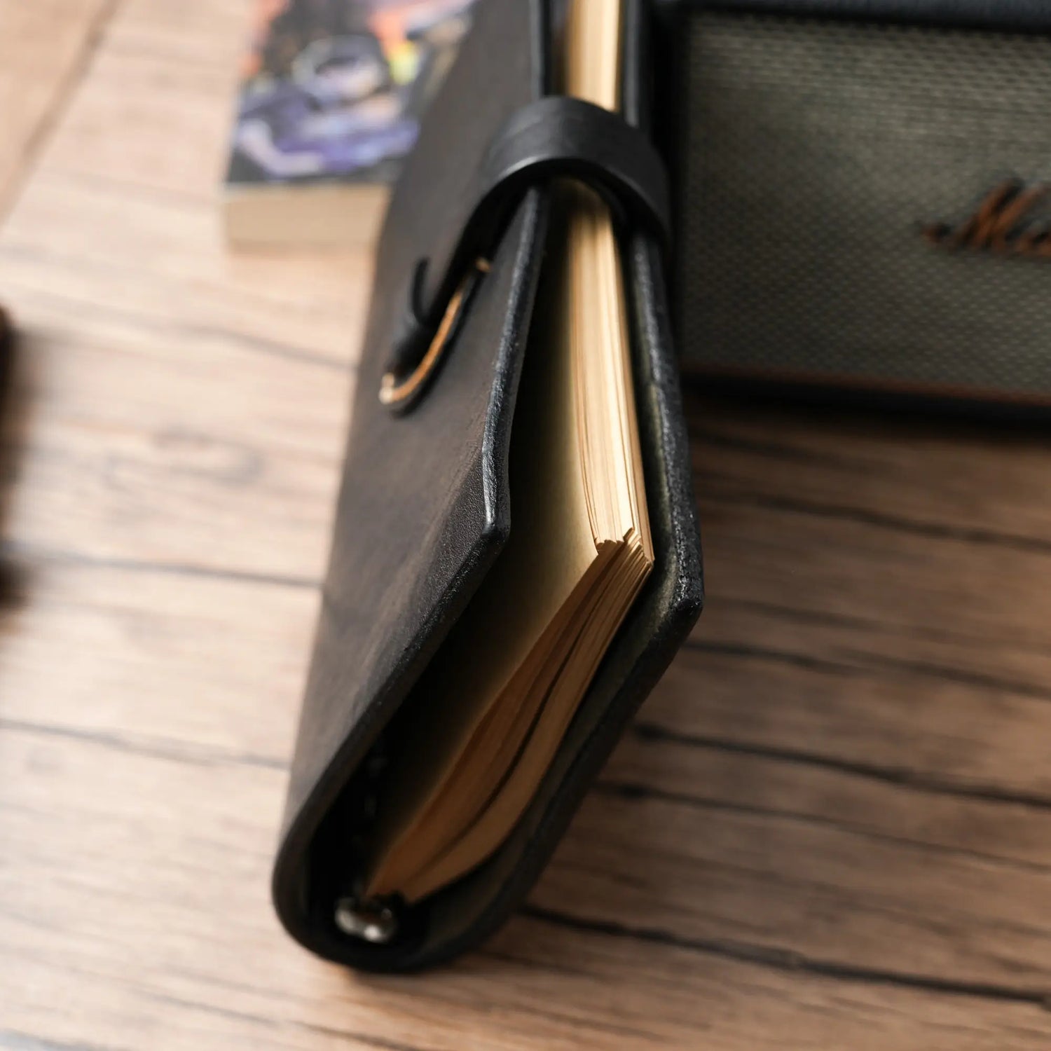 Refillable Leather Journal with Strap Closure