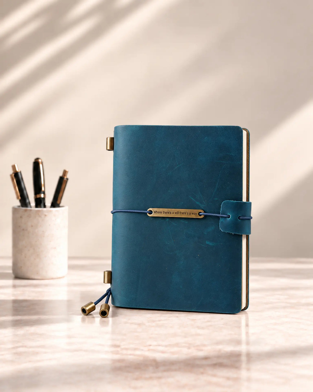 Teal Blue Legacy Plaque Passport-Size leather traveler’s notebook
