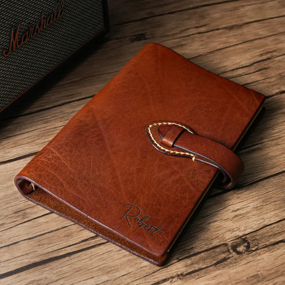 Personalized leather journal with custom name engraving Robert