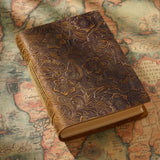 Floral embossed leather journal with vintage botanical design - BygoneMark