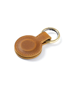 Cognac magnetic leather hat clip and bookmark with stitched round pads and spring ring
