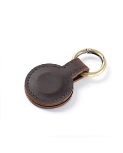 Espresso brown magnetic leather hat clip and bookmark with antique brass-tone ring
