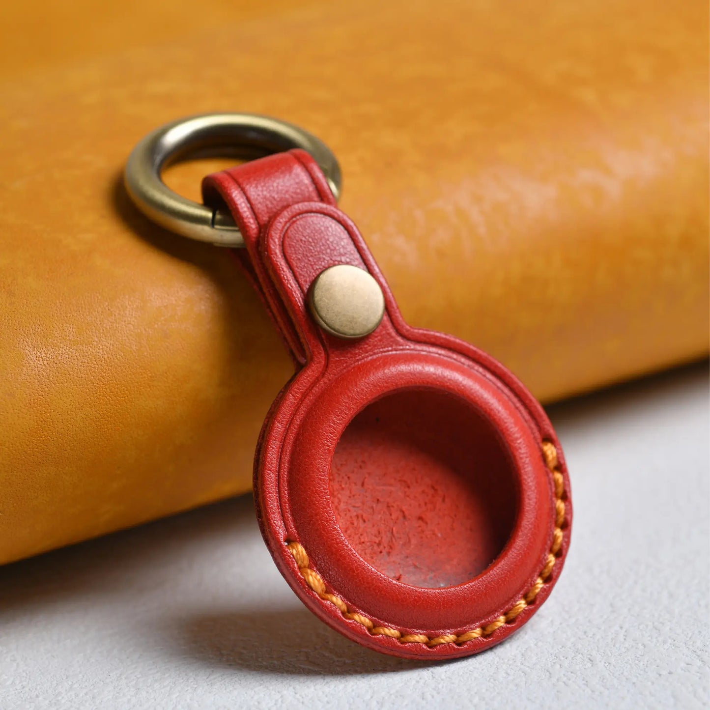 Handmade Leather AirTag Keychain Holder