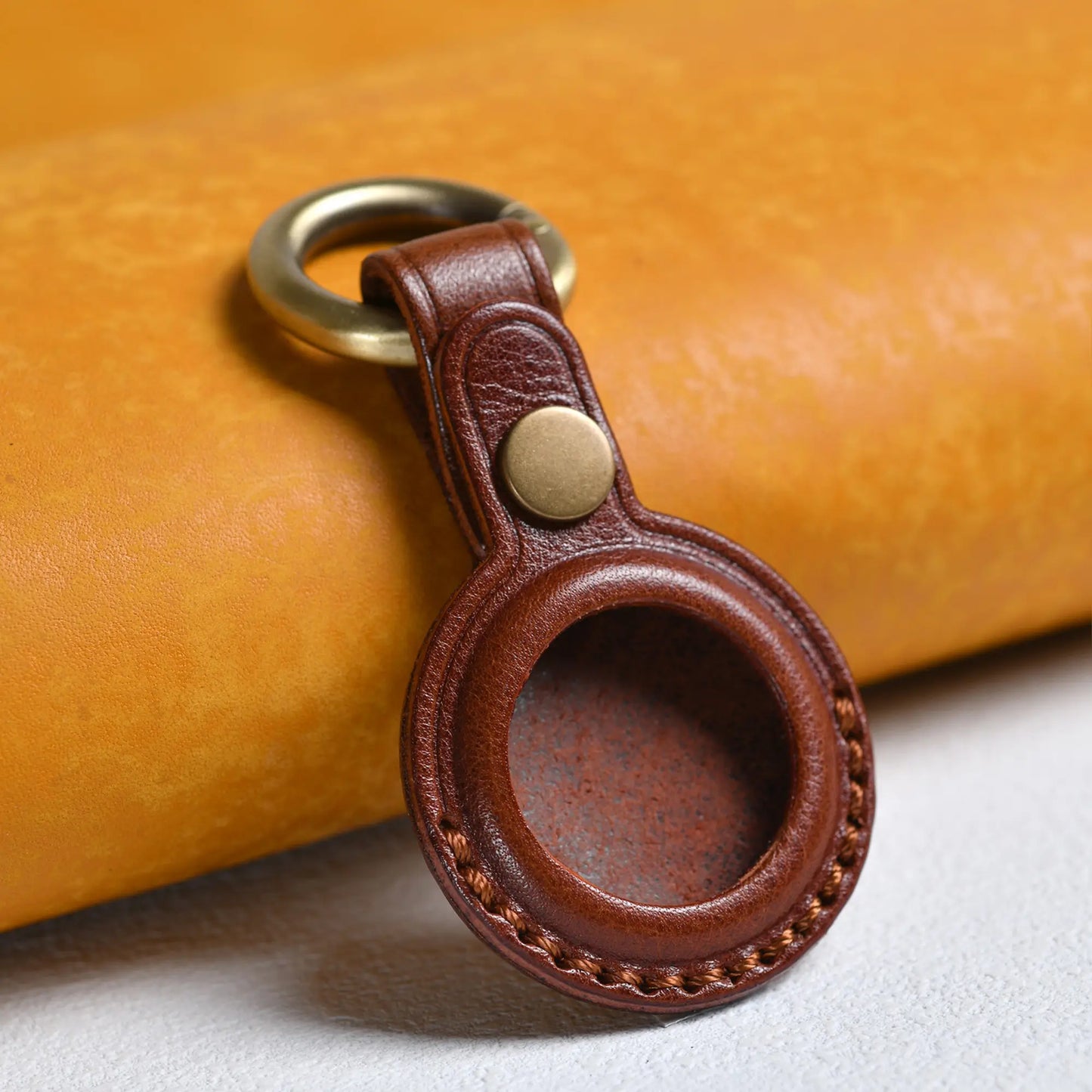 Handmade Leather AirTag Keychain Holder