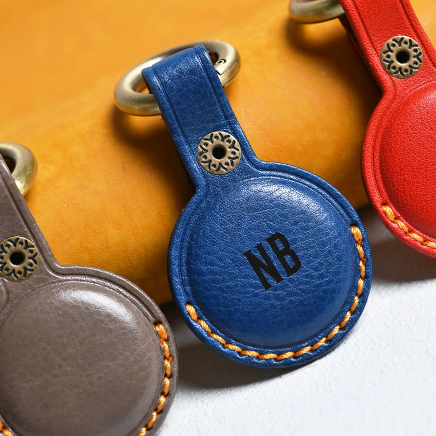 Handmade Leather AirTag Keychain Holder