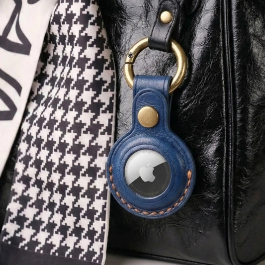 Handmade Leather AirTag Keychain Holder
