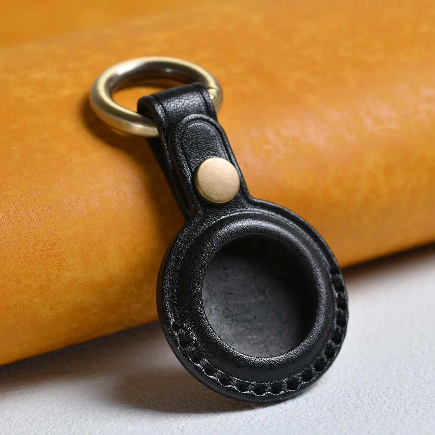 Handmade Leather AirTag Keychain Holder