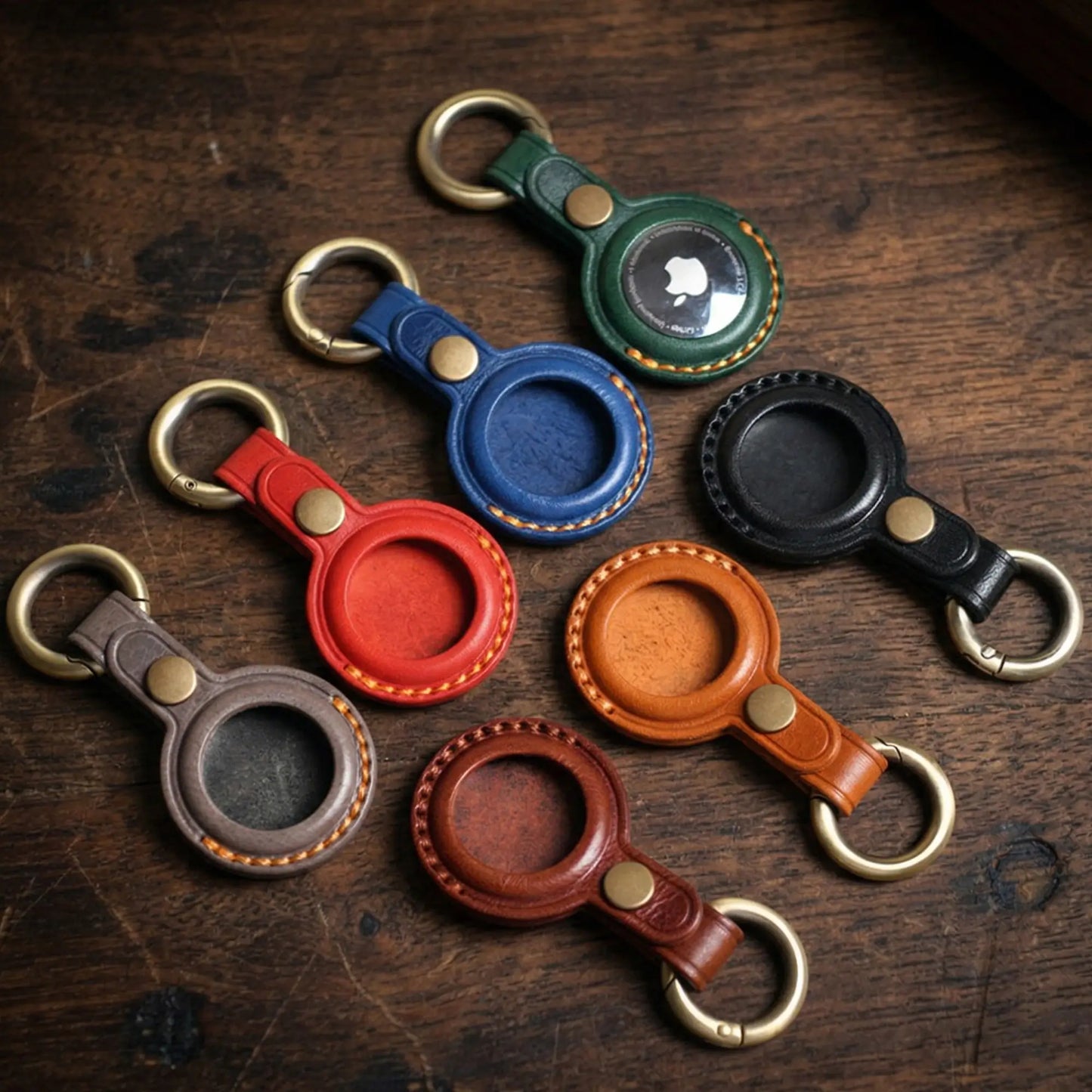 Handmade Leather AirTag Keychain Holder
