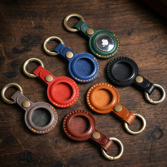 Handmade Leather AirTag Keychain Holder