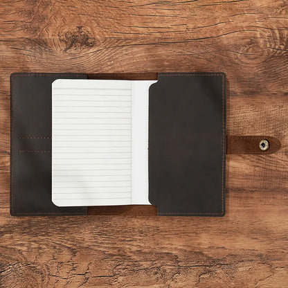 Leather passport holder with refillable notebook insert