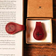 Red leather magnetic bookmark vintage round design