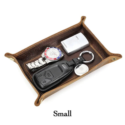 Small leather catchall tray for nightstand