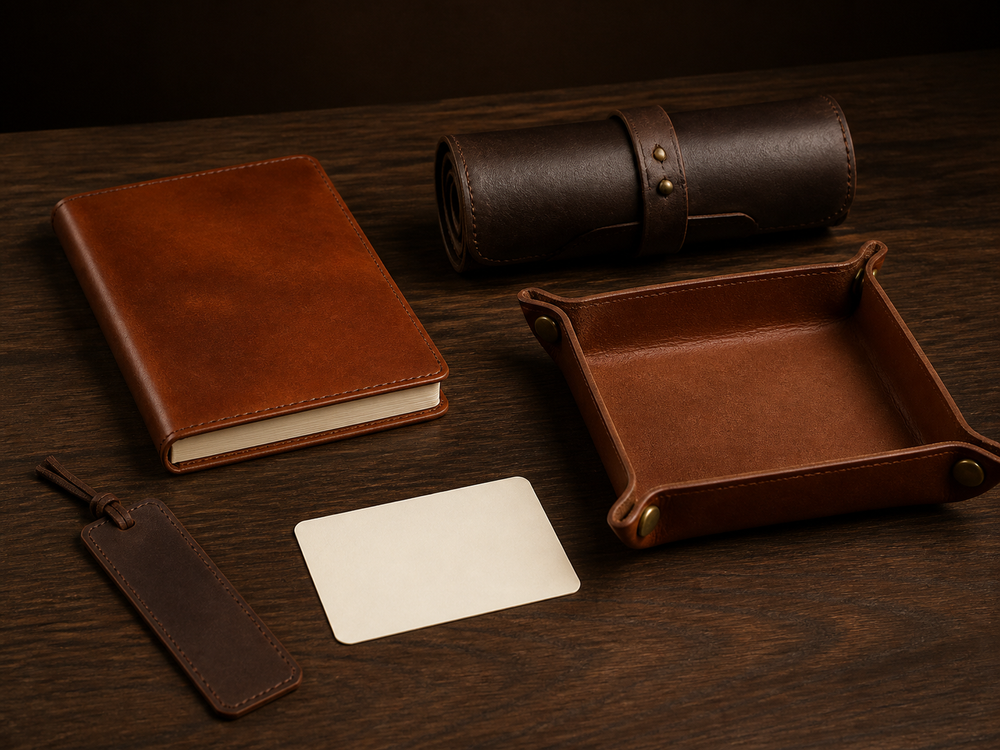 Premium journal, watch roll, valet tray, bookmark and blank gift card