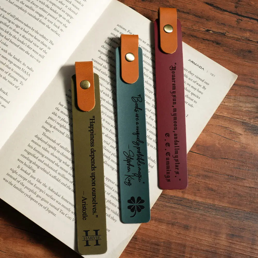Personalized crazy horse leather bookmarks in six colors