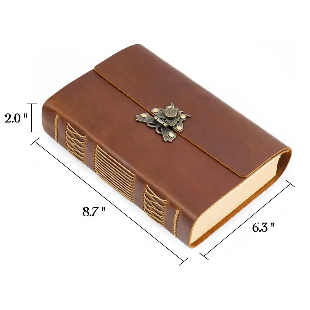 Personalized Embossed Leather Journal with Lock