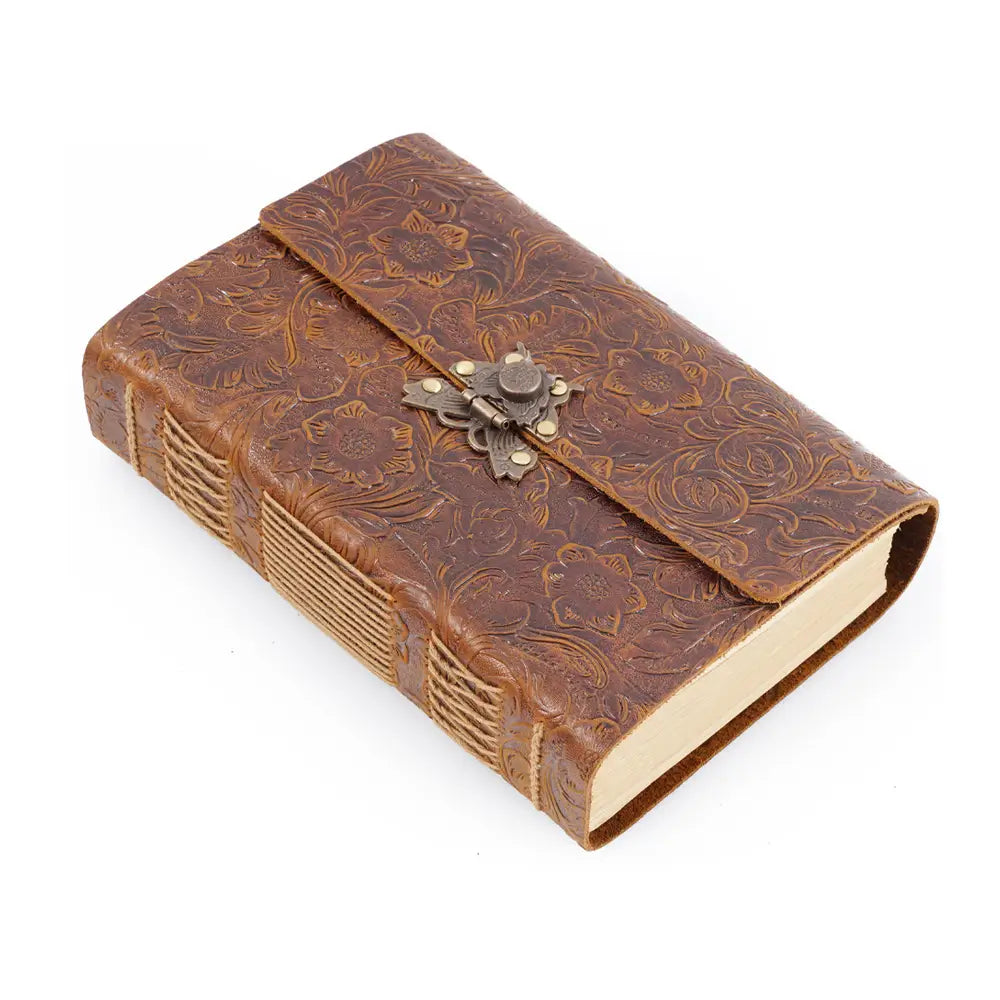 Vintage Embossed Leather Journal with Antique Clasp