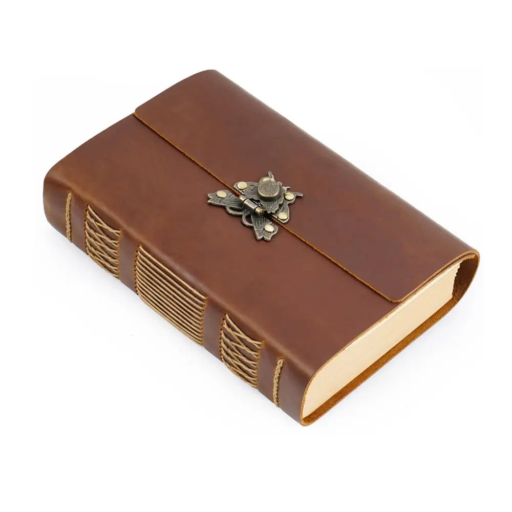 Vintage Embossed Leather Journal with Antique Clasp