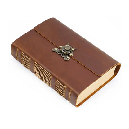 Vintage Embossed Leather Journal with Antique Clasp