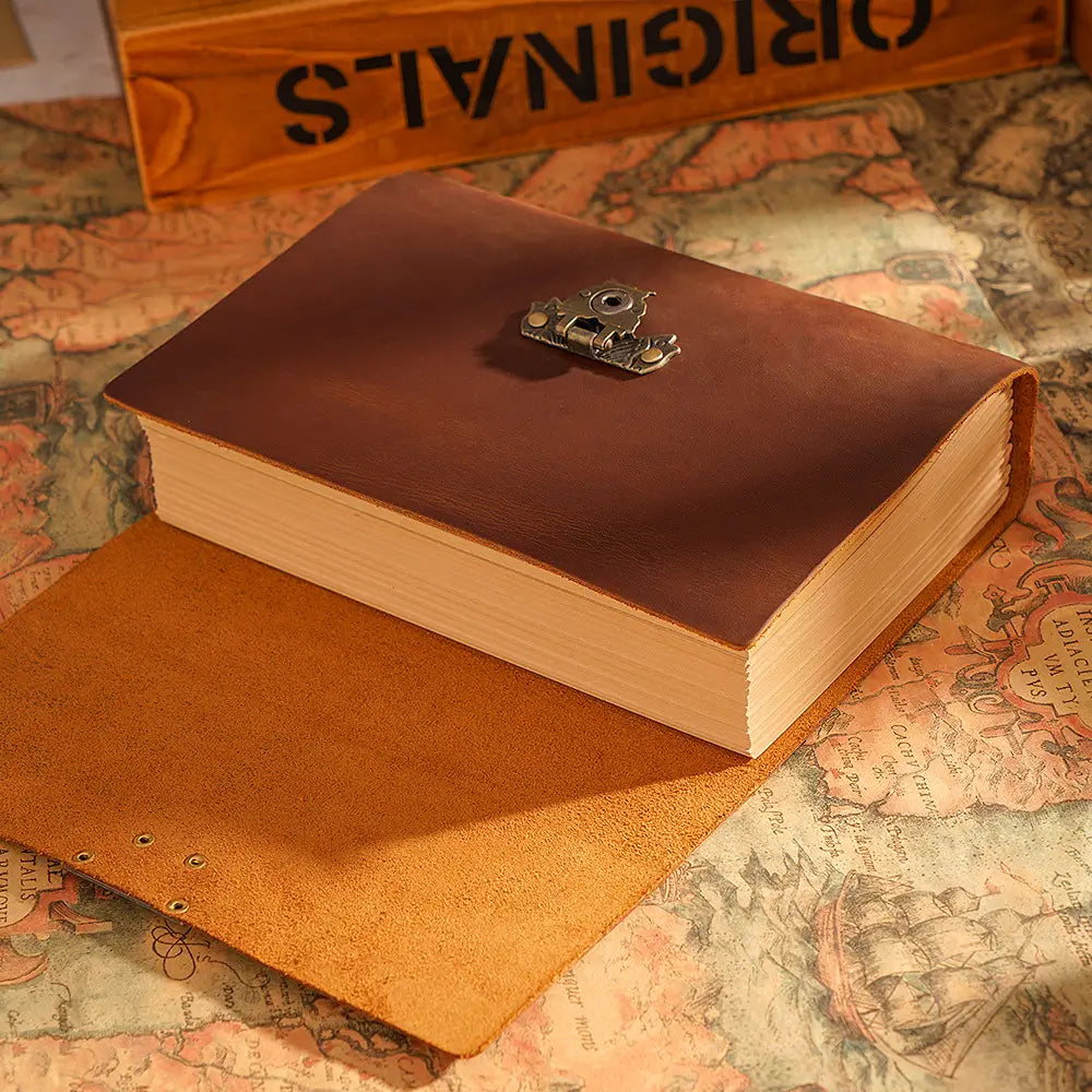 Vintage Embossed Leather Journal with Antique Clasp