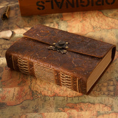 Hand-carved embossed pattern on leather journal cover