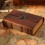 Crazy horse brown embossed leather journal