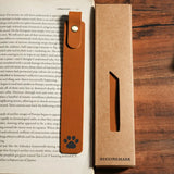 Brown crazy horse leather bookmark engraved