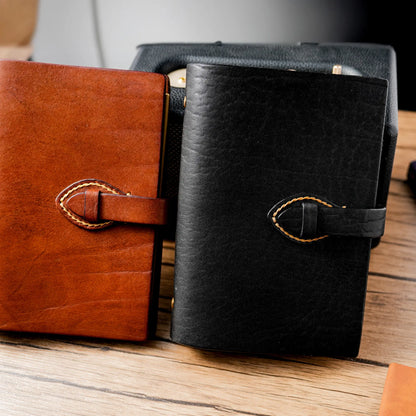 Refillable Leather Journal with Strap Closure | Personalized A5 Notebook
