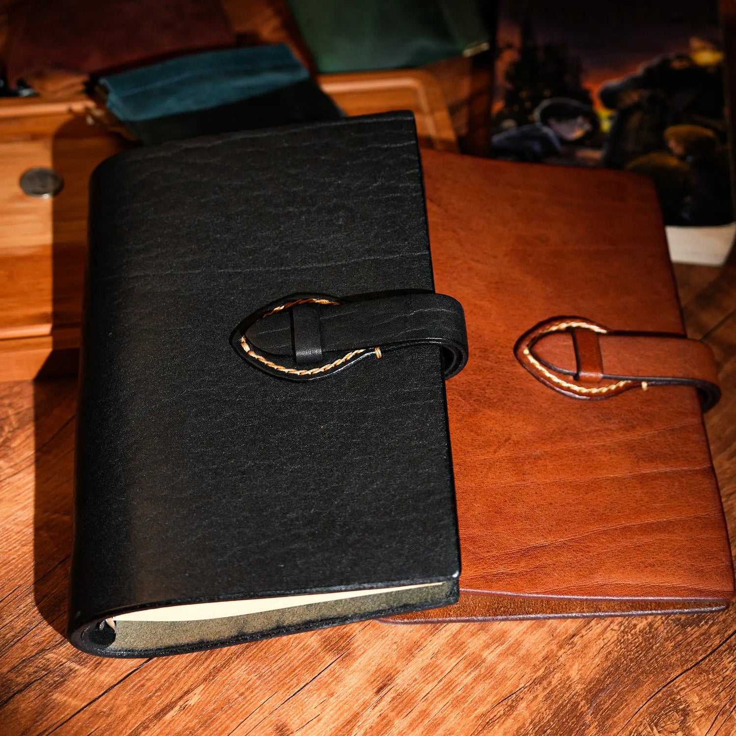 Refillable Leather Journal with Strap Closure