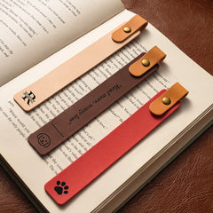 Crystal clear engraved initials on tree paste leather bookmark