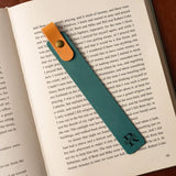 Blue engraved leather bookmark