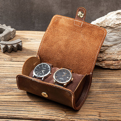 Personalized Double Watch Roll Case | Couples Travel Pouch for 2 Watches