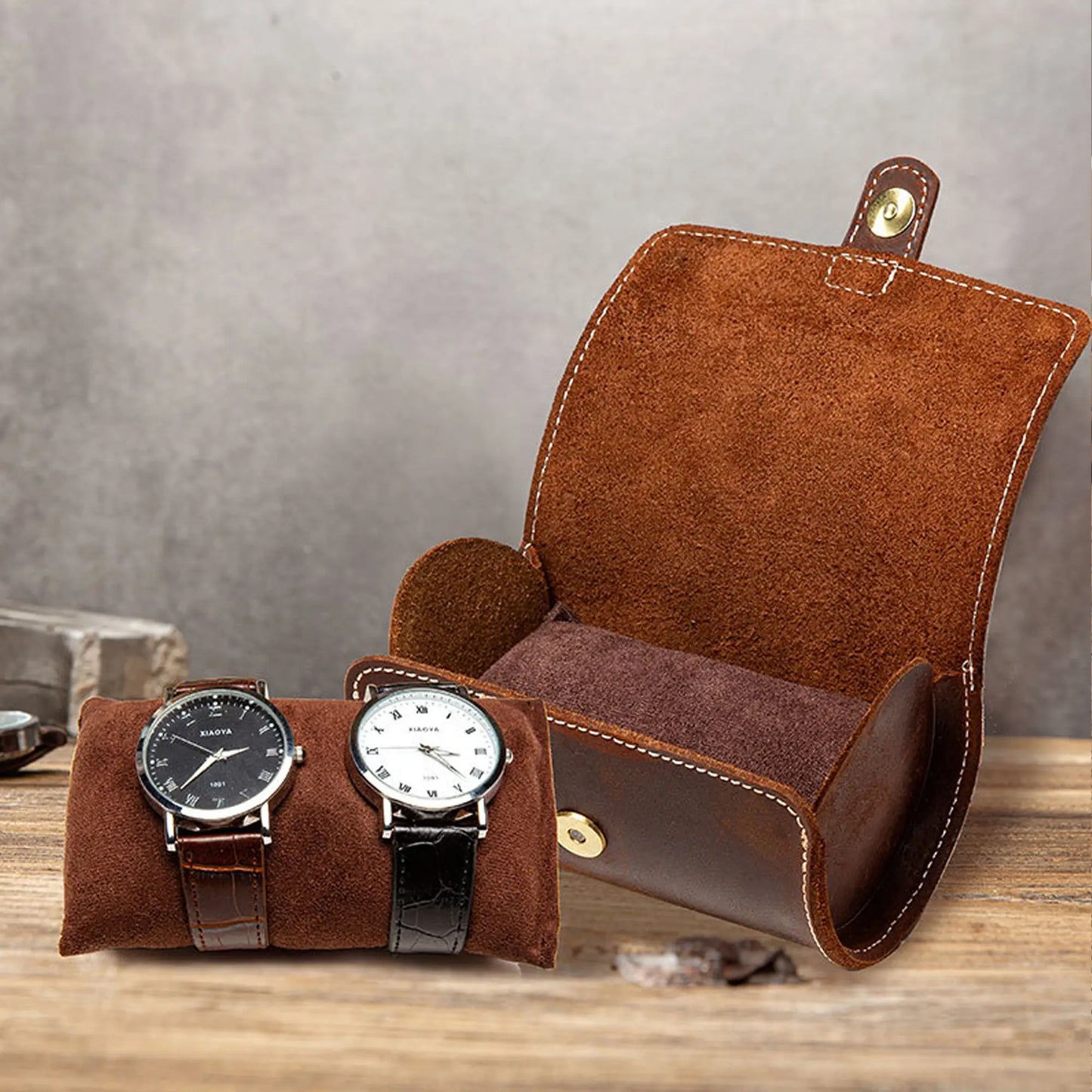 Personalized Double Watch Roll Case | Couples Travel Pouch for 2 Watches