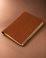Cognac Legacy Binder A4 leather journal with a plain cover