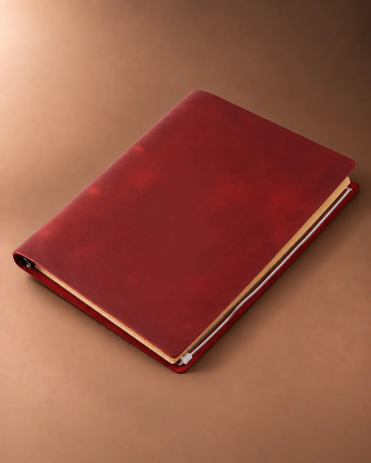 Crimson Legacy Binder A4 leather journal with a plain cover