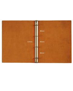 Open Legacy Binder A4 cover showing four metal rings and dimension labels