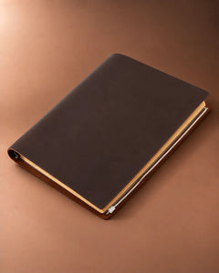 Espresso Legacy Binder A4 leather journal with a plain cover