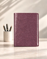Purple Legacy Floral A4 leather ring-binder journal with embossed floral cover