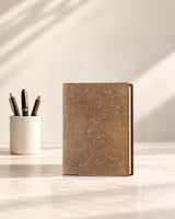 Cognac Legacy Floral A5 leather ring-binder journal with embossed floral cover