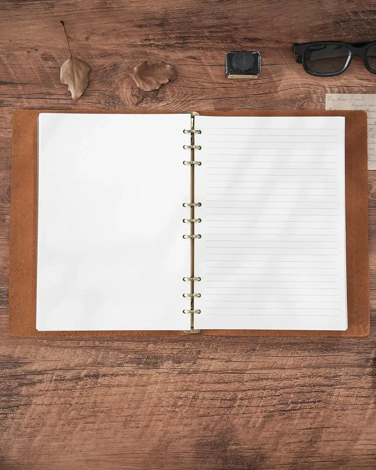 Legacy Floral A5 leather journal six-ring binder and included refill details