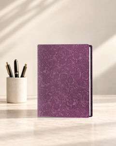 Purple Legacy Floral B5 leather ring-binder journal with embossed floral cover