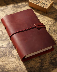 Crimson Legacy Loop A5 leather ring-binder journal closed